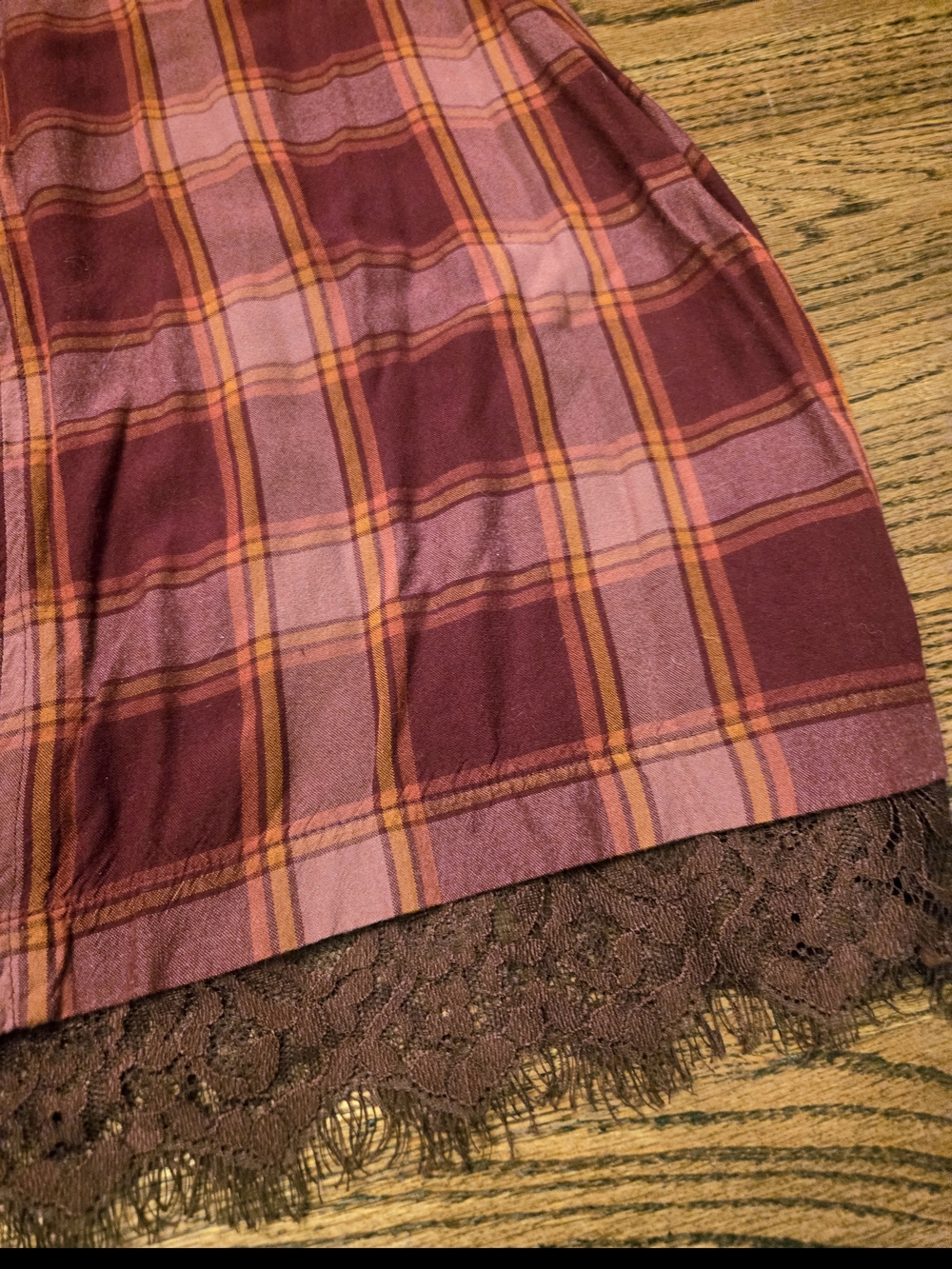 90's Burgundy Plaid Grunge Slip Dress - Picture 3 of 4